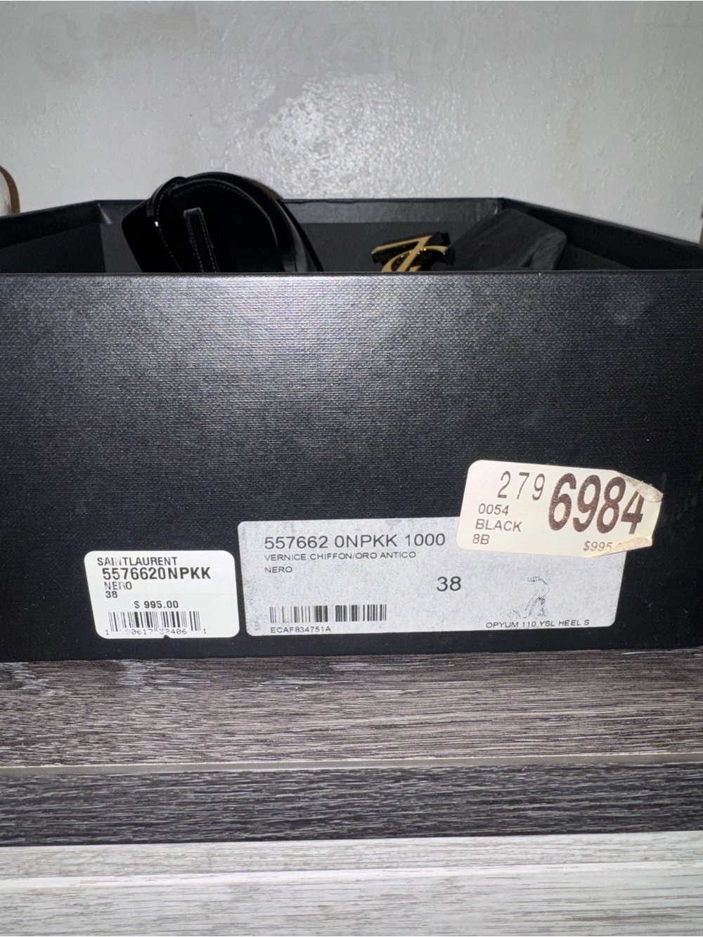 AUTHENTIC YSL Black Patent / Gold Logo Heel - Picture 5 of 10